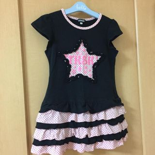 ザショップティーケー(THE SHOP TK)のTK sapkid 120 ワンピース 黒 ピンク 女の子 半袖 ワールド(ワンピース)