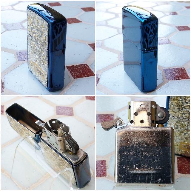 ZIPPO(ジッポー)の№132 ZIPPO 純銀メタル 唐草 ベネチアン ブルー ジッポー 2008年 メンズのファッション小物(タバコグッズ)の商品写真