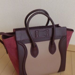 セリーヌ(celine)のceline　セリーヌ　ラゲージ　ピンク×ワインレッド×こげ茶(トートバッグ)