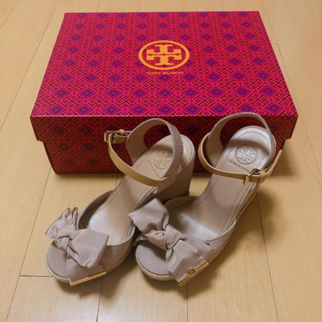 新品 未使用 正規品☆TORY BURCH☆リボンサンダル/ウェッジソール