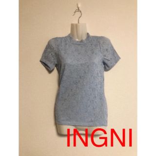 イング(INGNI)のINGNI イング　S・H/Nレース/T半袖　アイスブルー　Ｍサイズ　トップス(Tシャツ(半袖/袖なし))