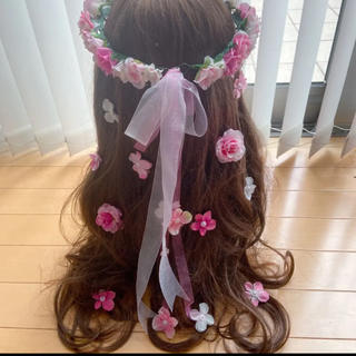 花かんむり♡ピンク 花ピン10個セット(ヘッドドレス/ドレス)