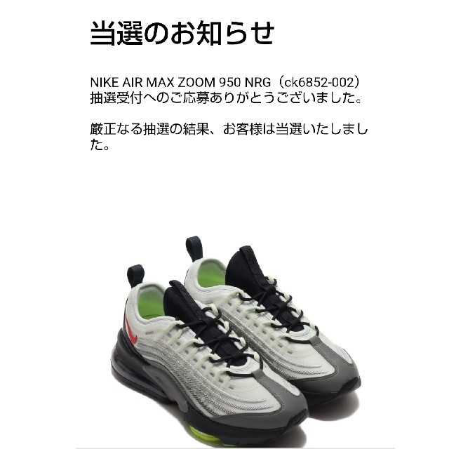 NIKE(ナイキ)の【正規品新品】NIKE AIR MAX ZOOM 950 NRG メンズの靴/シューズ(スニーカー)の商品写真