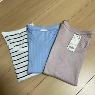 ユニクロ(UNIQLO)のUNIQLO リブTシャツ　3点セット(Tシャツ(半袖/袖なし))