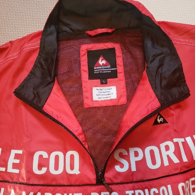 le coq sportif(ルコックスポルティフ)のゴルフ　半袖ウインドブレーカー　メンズ　Ｌ　古着　内側メッシュ　ルコック スポーツ/アウトドアのゴルフ(ウエア)の商品写真