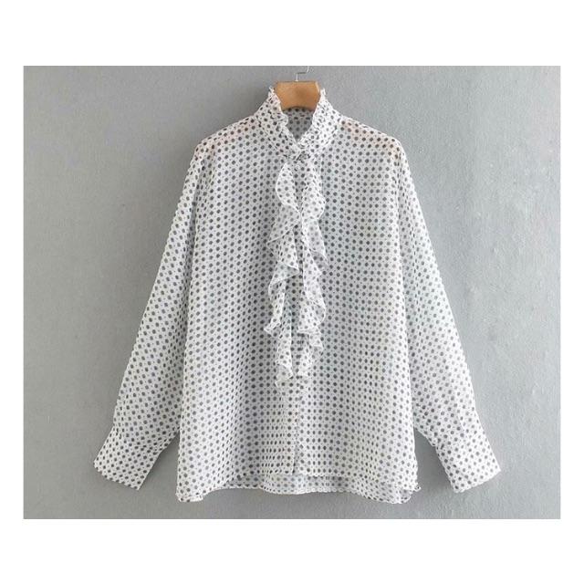 ZARA(ザラ)の🍁秋先行🍁2124◆white レトロ プリント柄 シフォン ブラウス レディースのトップス(シャツ/ブラウス(長袖/七分))の商品写真