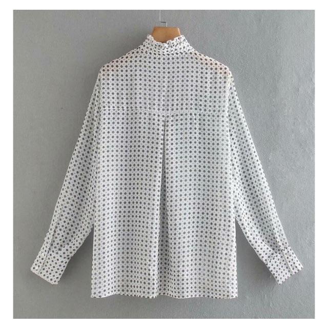 ZARA(ザラ)の🍁秋先行🍁2124◆white レトロ プリント柄 シフォン ブラウス レディースのトップス(シャツ/ブラウス(長袖/七分))の商品写真