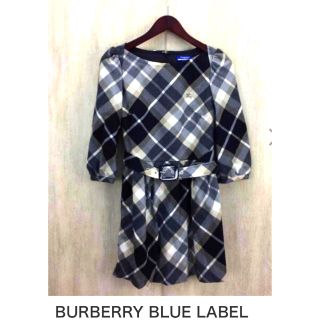 バーバリーブルーレーベル(BURBERRY BLUE LABEL)の☆ バーバリーブルーレーベルパフスリーブ七分丈(ひざ丈ワンピース)