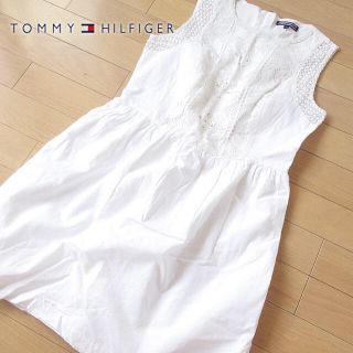 トミーヒルフィガー(TOMMY HILFIGER)の未使用 164㎝ トミーヒルフィガー ノースリーブレースミニワンピース ホワイト(ワンピース)