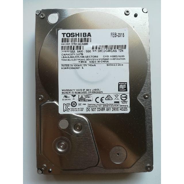 Toshiba製、3.5インチ 内臓ハードディスク 3TB 1