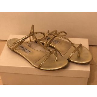 ジミーチュウ(JIMMY CHOO)のJIMMYCHOO ジミーチュウ ゴールドラメ フラット サンダル  36(サンダル)