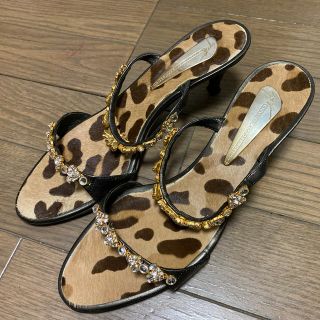 ジュゼッペザノッティデザイン(Giuseppe Zanotti Design)のジュゼッペサセノッティ　ジュエルドハラコサンダル　37.5  24.5cm(サンダル)