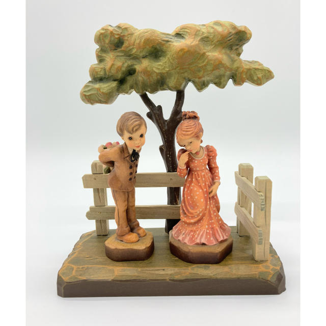 ANRI 木彫り人形 カップル アンリ フィギュア フィギュリン 置物 飾り
