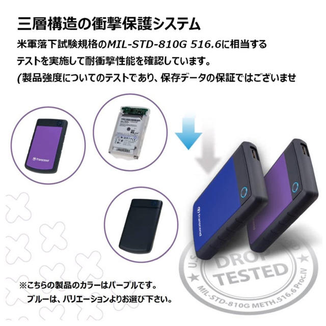 Transcend(トランセンド)のTranscend USB3.0 ポータブルHDD 2TB 3年保証 スマホ/家電/カメラのPC/タブレット(PC周辺機器)の商品写真