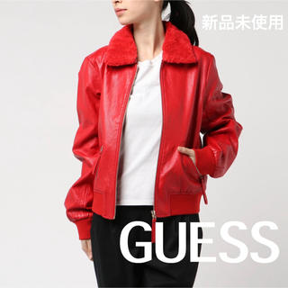 ゲス(GUESS)の新品 GUESS ライダースジャケット アウター 赤 ゲス ジャンパー ブルゾン(ライダースジャケット)
