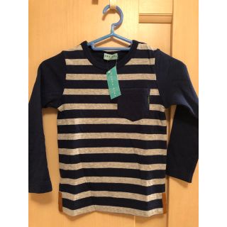 ハッカキッズ(hakka kids)のお値下げ！！【新品・タグ付き】ハッカキッズ　ボーダーロンT size110(Tシャツ/カットソー)