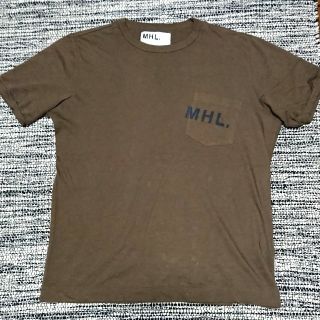 マーガレットハウエル(MARGARET HOWELL)のMHL. ポケット Tシャツ マーガレットハウエル ロゴ ブラウン Lサイズ(Tシャツ/カットソー(半袖/袖なし))