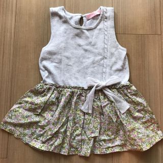 プチバトー(PETIT BATEAU)のくうた:)様専用★ジンジャースナップス リボン付き花柄ワンピース 24M90cm(ワンピース)