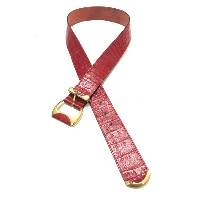 EURO VINTAGE Red Leather Belt W69-89