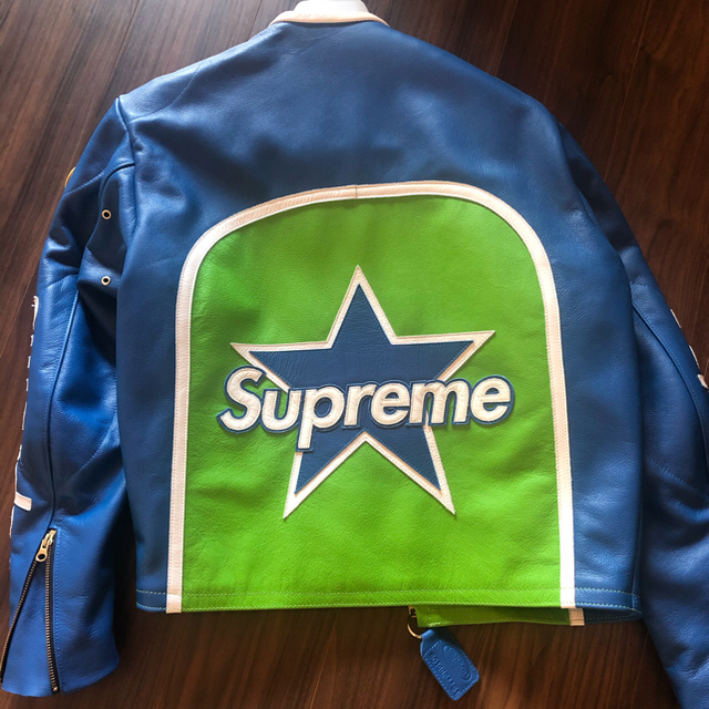 Supreme Vanson Leather Star Jacket BLUE