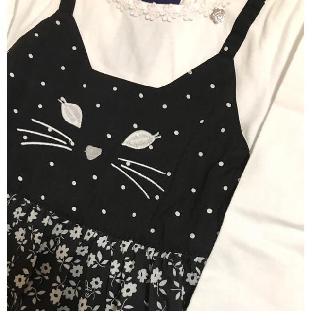 ANNA SUI mini(アナスイミニ)の専用　アナスイミニ ネコ ワンピース 110 黒 ねこ キッズ/ベビー/マタニティのキッズ服女の子用(90cm~)(ワンピース)の商品写真