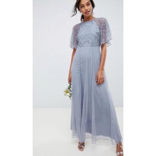 エイソス(asos)の【大人気完売品❤︎】ASOS エンジェルスリーブマキシドレス(ロングドレス)