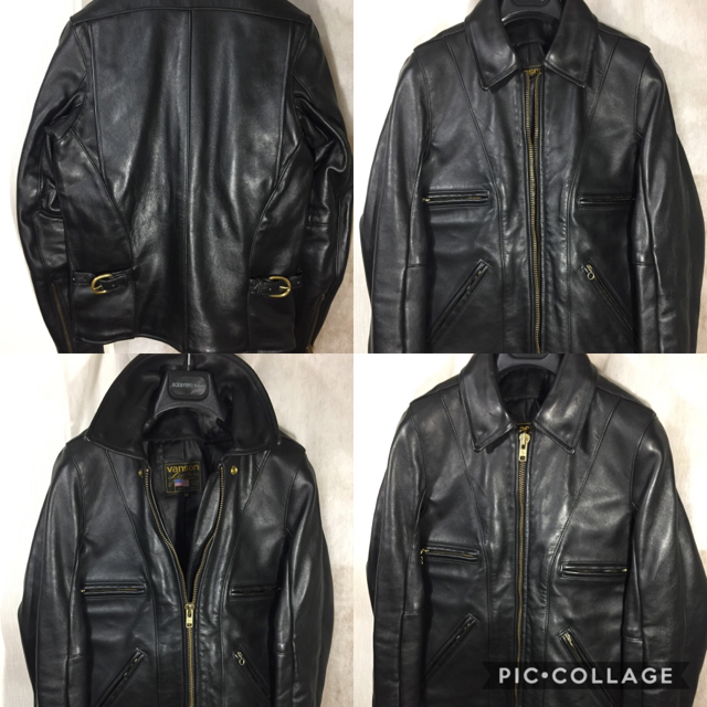 VANSON(バンソン)のVANSON バンソンライダースジャケット USA サイズ34 ブラック 極美品 メンズのジャケット/アウター(ライダースジャケット)の商品写真