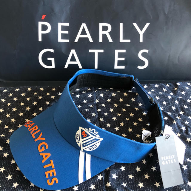 UNISEX素材PEARLY GATES    定番系 ツイル バイザー  ブルー