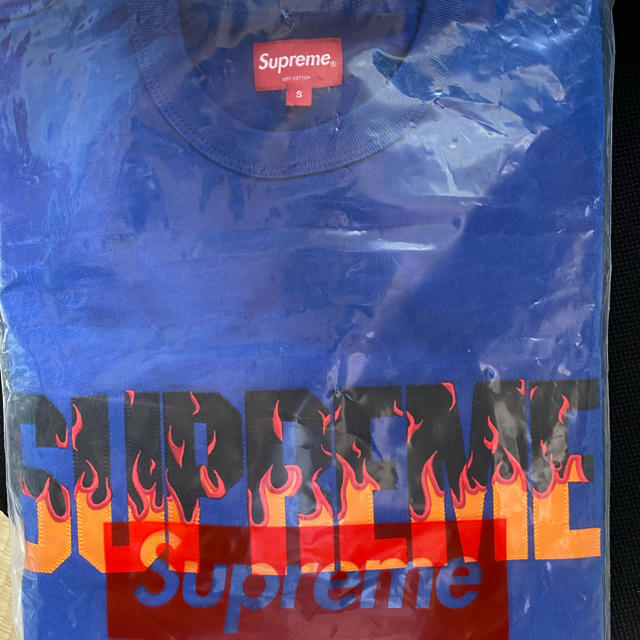 Supreme Flame S/S Top 青　Sサイズ  Tシャツ19FWS状態