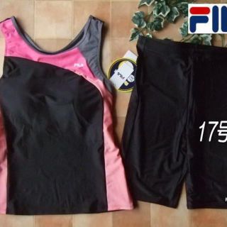 フィラ(FILA)の◆FILAフィラ・ラン型フィットネス水着・17号LL・切替黒ピンク・めくれ防止(水着)