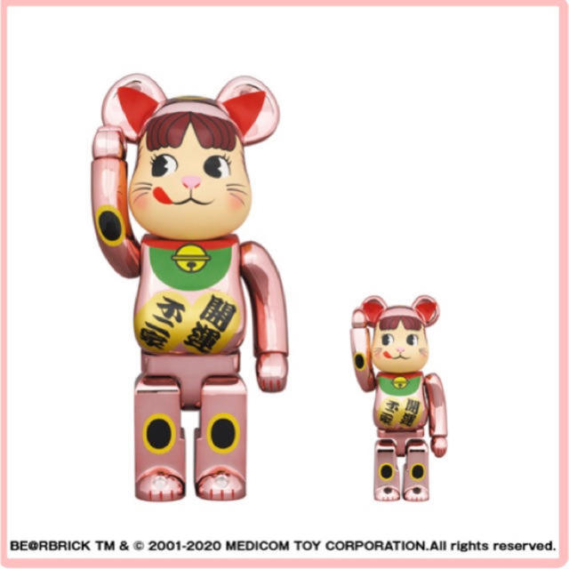 BE@RBRICK 招き猫 ペコちゃん 桃金メッキ 100％ ＆ 400％その他 - その他