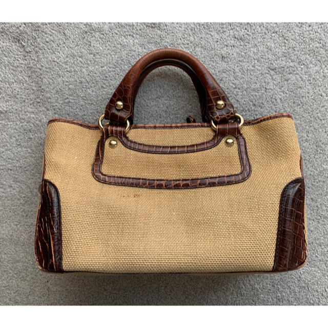 celine - セリーヌCELINE ハンドバッグブギーバッグ麻×レザー ダーク
