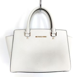 マイケルコース(Michael Kors)のマイケルコース ハンドバッグ - 白 レザー(ハンドバッグ)