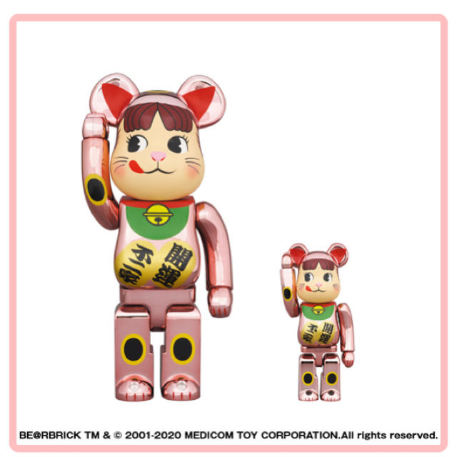 BE@RBRICK 招き猫 ペコちゃん 桃金メッキ 100％ ＆ 400％キャラクターグッズ