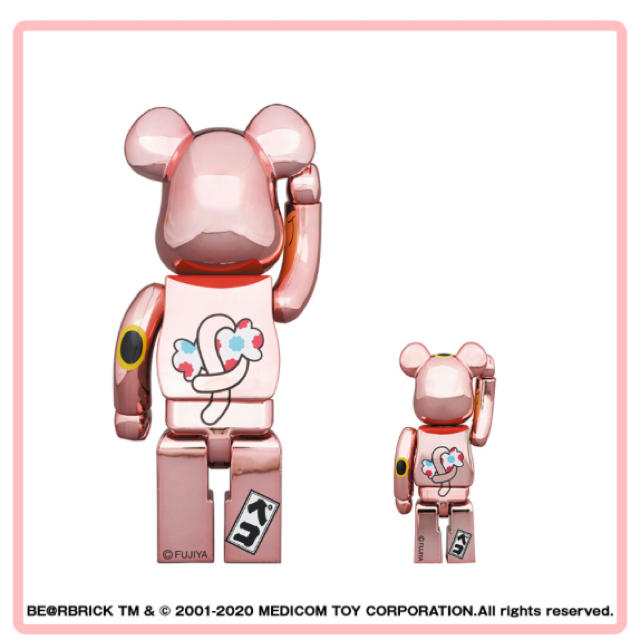 BE@RBRICK 招き猫 ペコちゃん 桃金メッキ 100％ ＆ 400％ 1