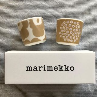 マリメッコ(marimekko)のマリメッコ  ラテマグ　2個セット　ウニッコ　ベージュ　プケッティ　新品(グラス/カップ)