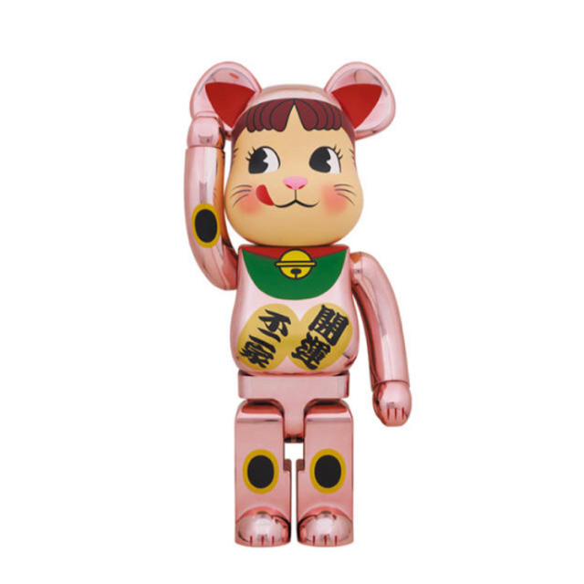 BE@RBRICK 招き猫 ペコちゃん 桃金メッキ 1000％