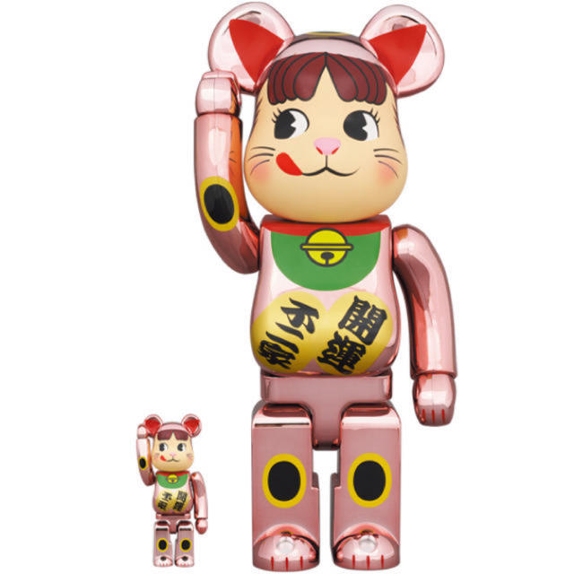 BE@RBRICK 招き猫 ペコちゃん 桃金メッキ 100％ ＆ 400％キャラクターグッズ