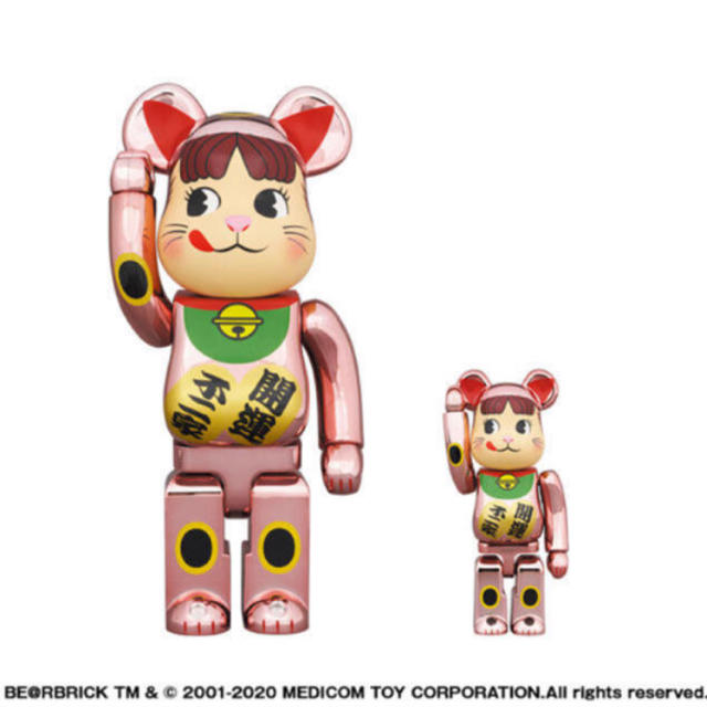 激安ブランド BE@RBRICK 招き猫 ペコちゃん 桃金メッキ 100％ ＆ 400％:激安特価 -inbymas.com