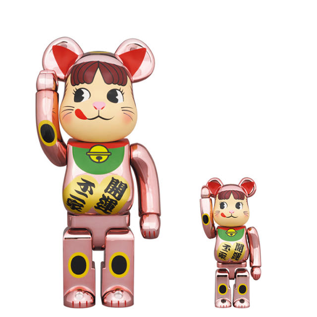 BE@RBRICK 招き猫 ペコちゃん 桃金メッキ 100％ ＆ 400％おもちゃ/ぬいぐるみ