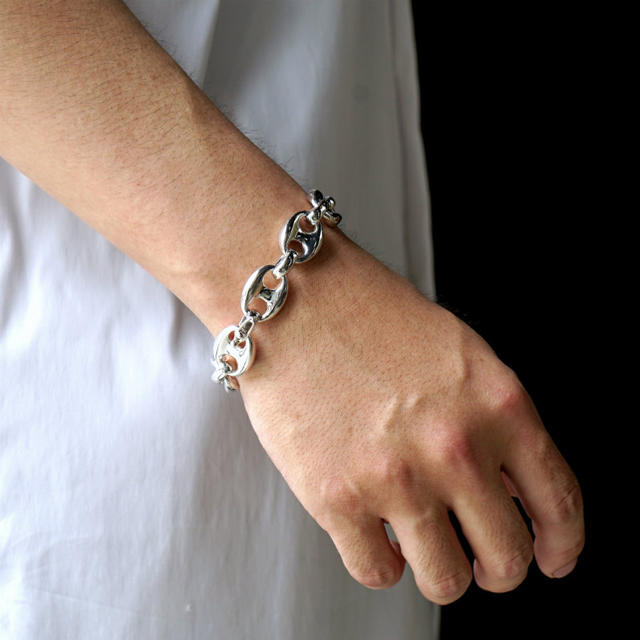 Special-002 Silver Chain Bracelet 14mm | wellsprings.uk.net
