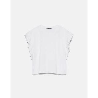 ザラ(ZARA)の即完売モデル　ZARA フリル付き　トップス　Tシャツ　新品(Tシャツ(半袖/袖なし))