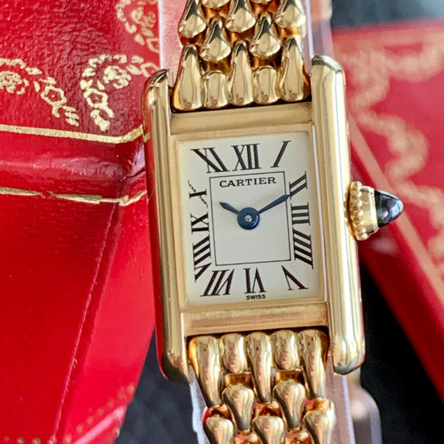 Cartier(カルティエ)のOH済！希少超美品♡カルティエ　ミニタンク　K18YG無垢　タンク　腕時計 レディースのファッション小物(腕時計)の商品写真
