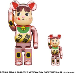 フジヤ(不二家)のBE@RBRICK 招き猫 ペコちゃん 桃金メッキ 100％ ＆ 400％(その他)