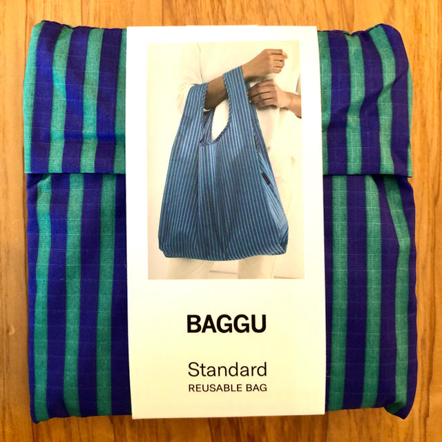 BAGGU コバルトブルーストライプ柄 スタンダード レディースのバッグ(エコバッグ)の商品写真