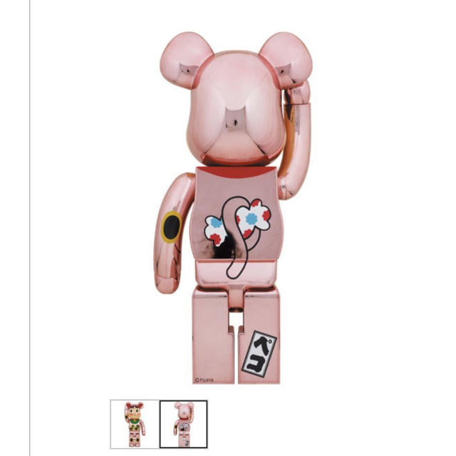 BE@RBRICK 招き猫 ペコちゃん 桃金メッキ 1000% 1