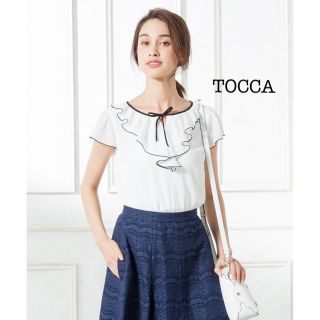 トッカ(TOCCA)の美品　TOCCA  トッカ　半袖ブラウス　フリル　リボン　XS(シャツ/ブラウス(半袖/袖なし))