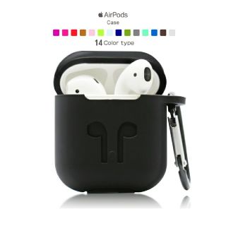 AirPods ケース black / シリコン カラビナ付(その他)