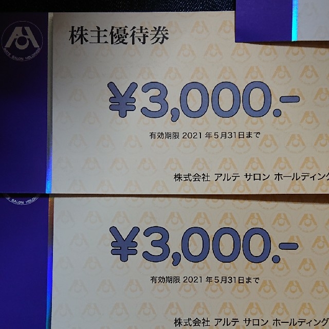 ASH(アッシュ)の6000円分♥アルテサロン 株主優待 チケットの優待券/割引券(その他)の商品写真