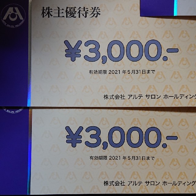 ASH(アッシュ)の6000円分♥アルテサロン 株主優待 チケットの優待券/割引券(その他)の商品写真